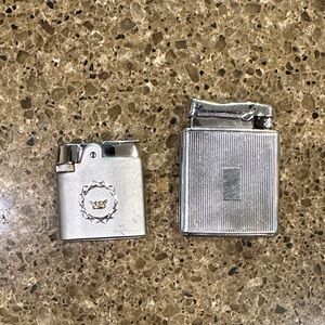 Vintage Silver Tone Table Lighters - Pair- Ronson Varaflame and Colibri